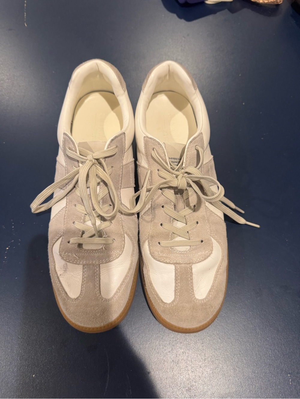 Steve Madden White and Beige Suede & Leather Low-Top Sneakers